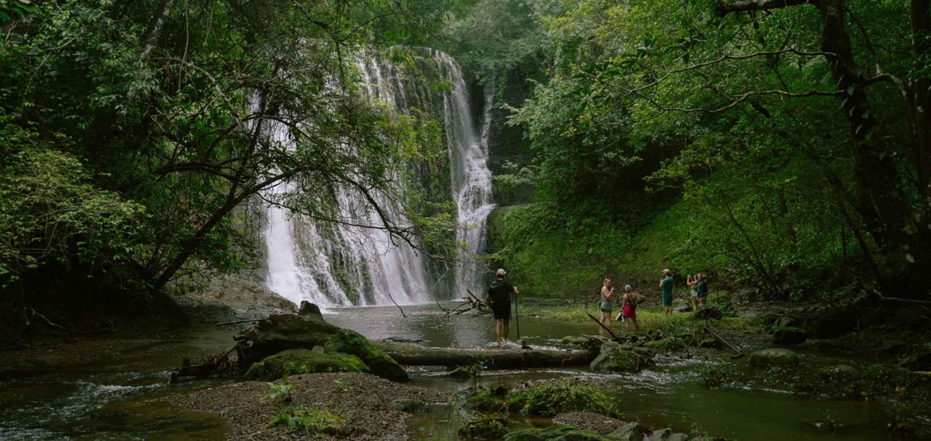 Waterfall hike in Panama jungle.