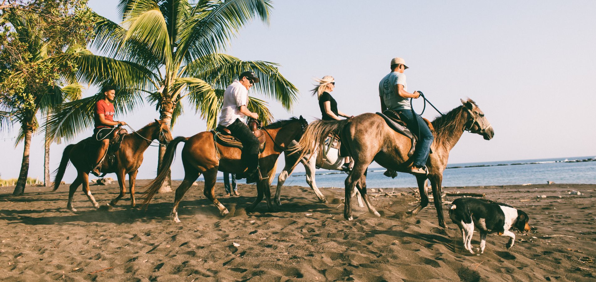 Sunset horseback ride on the beach in Panama.